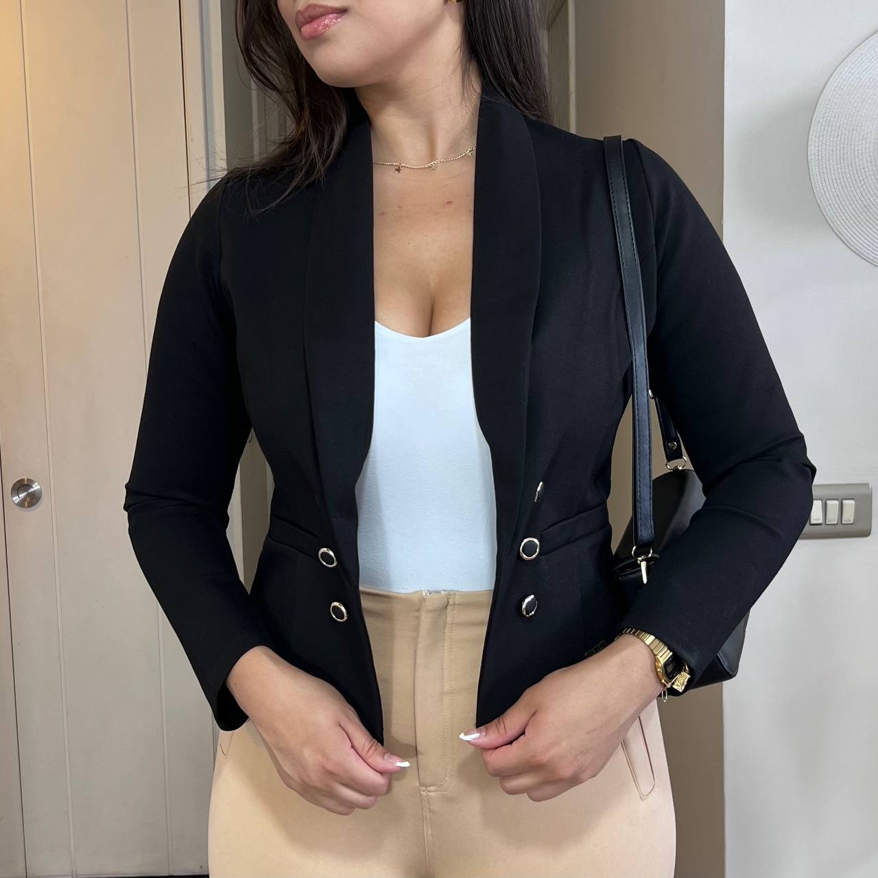 Blazer Mujer Corto Kala Negro Elegante Premium